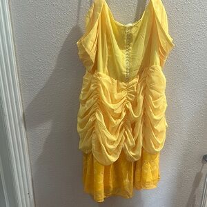 Vibrant Yellow Ruched Dress
